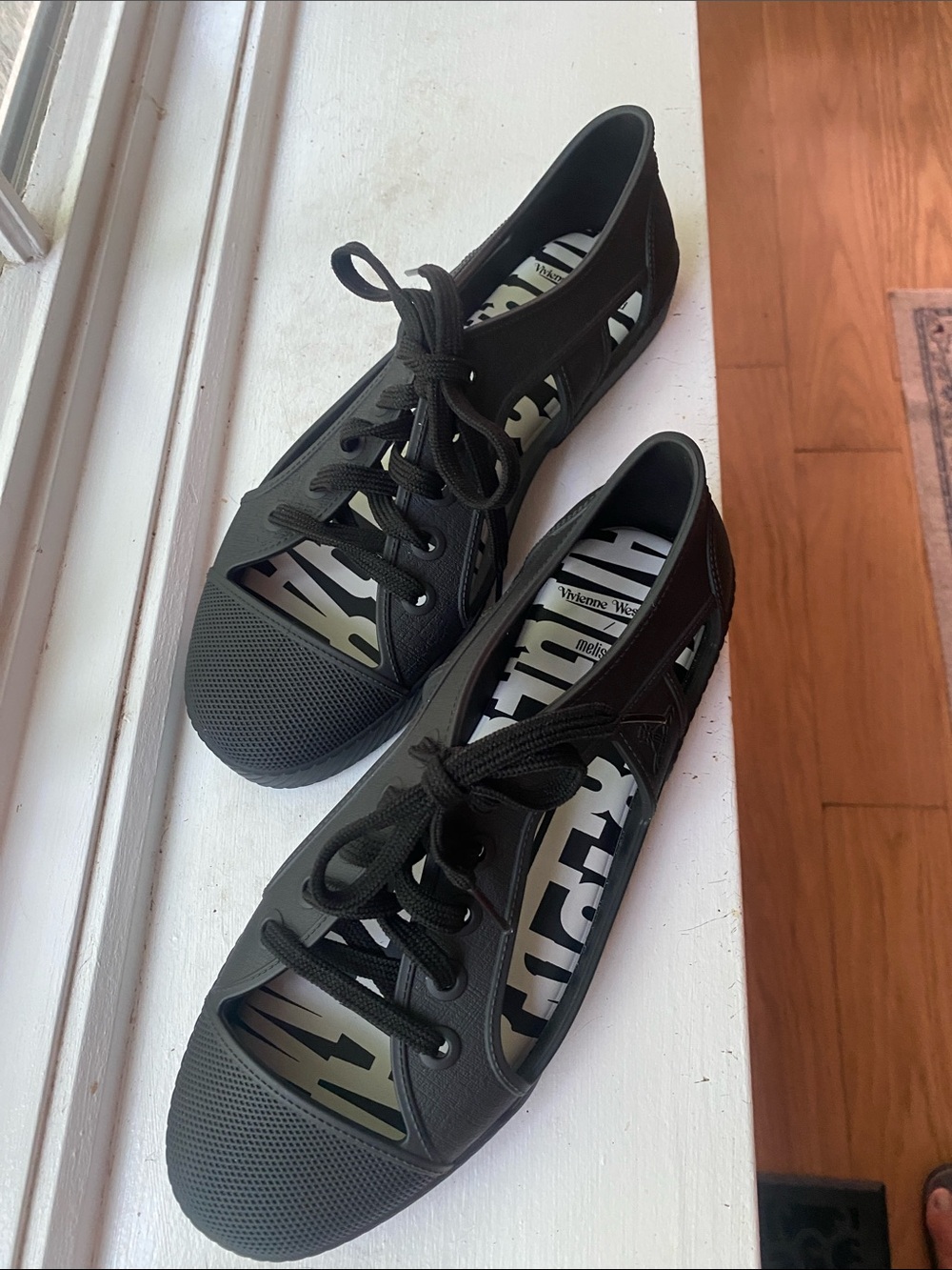 Vivienne Westwood Black Lace-Up Logo Insole Sneakers